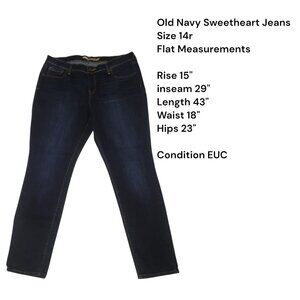 Old Navy Size 14 Reg Jeans Sweetheart Skinny Blue Denim Indigo Dark Wash